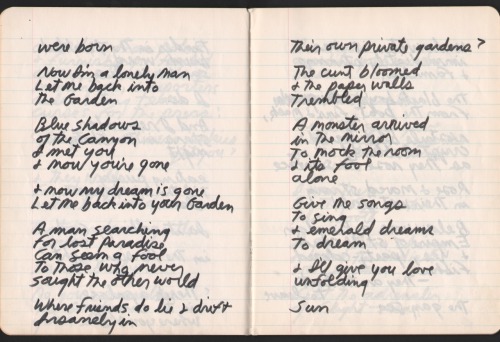 Jim Morrison, Paris Journal, written shortly before his death in July 1971. Via reccordmecca“The ent