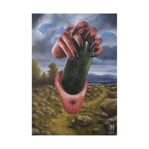 &ldquo;Landscape with cucumber&rdquo; / 30x21cm / Oil on paper / 2018 #cucumber #masturbatio