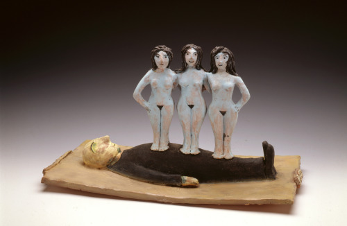 noceans:Beatrice Wood, Career Women, 1990, earthenware, 19.5 x 12.5 in.‘Three nude women arm i