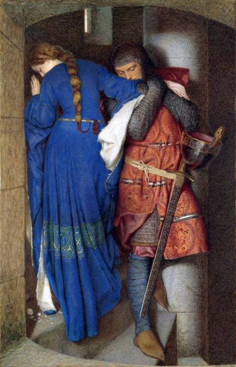 loumargi:Hellelil and Hildebrand, the Meeting on the Turret Stairs (1864) by Frederic William Burton