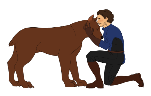 My Grey Warden Brennan And His Best Friend Daisy :) Shes A Very Good Girl!Aaandapparently I Can't Draw
