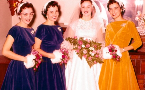 vintagebrides:  Rose with her attendants, 1956