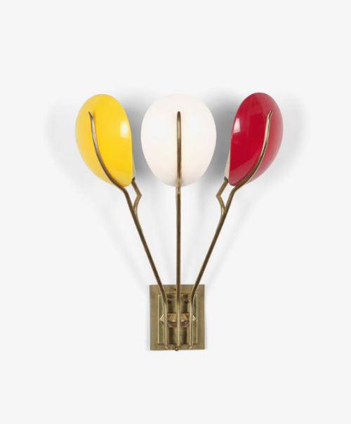 Angelo Lelli, sconce, 1965. Brass, plastic. Arredoluce, Italy. Via Wright20