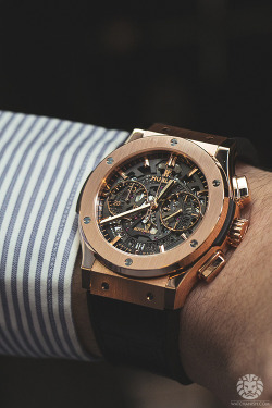 watchanish:  Hublot Classic Fusion Chronograph Skeleton in rose gold.More of our footage at WatchAnish.com. 