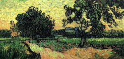 goodreadss:  Landscape with the Chateau of Auvers at Sunset, vincent van Gogh  , 1890 