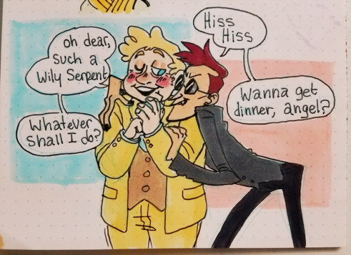 momosweetpeach: A doodle from last night Crowley’s ass is at a 90 degree angle