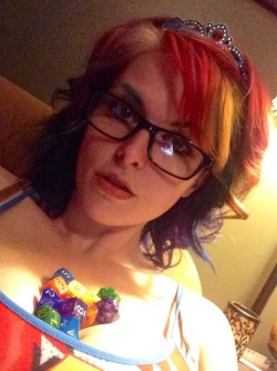 savingthrowvssexy:  Rainbow hair and rainbow dice with greedyglitterprincess