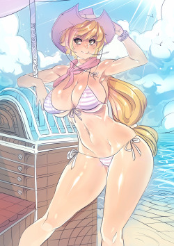 fandoms-females:mlpapplejackh_by_maniacpaint ( CM #5 - Loving the Beach Life )  yummy apples~ &lt; |D&rsquo;&ldquo;&rsquo;