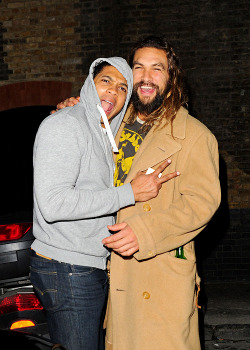 dcfilms:    Ray Fisher and Jason Momoa spotted at the Chiltern Firehouse in London, England on April 10, 2016.