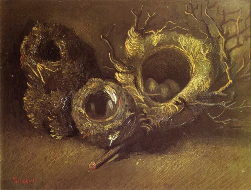artist-vangogh: Still Life with Three Birds Nests, 1885, Vincent van GoghMedium: oil,canvas