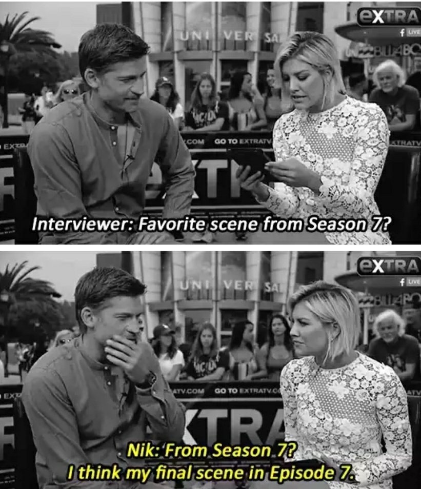 We know Brienne left for King’s Landing. Hopefully she will reach there in next episode. And also Nikolaj’s interview about how his last scene in the finale is his favorite one. It must be something life changing for Jaime and maybe it is inspired by...