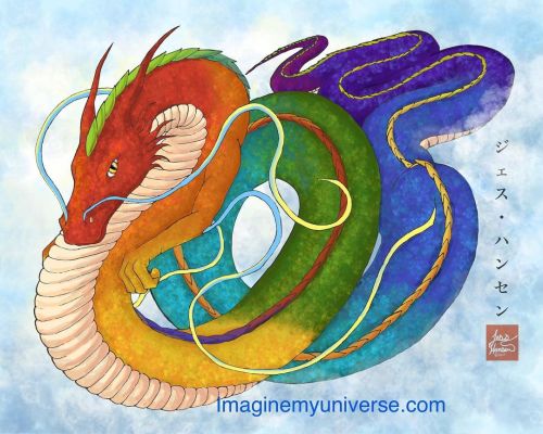 “Gift of Rain and Rebirth” is the Rainbow dragon! This piece has not had a musical piece written for