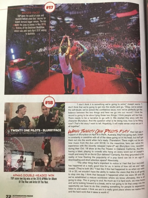 21 Moments that defined Tyler and Josh: article from Alternative press magazine issue 342.2 ((PART 1