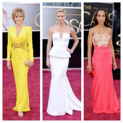 Favorite colors on the #oscarsredcarpet. #versace #christiandior #miumiu