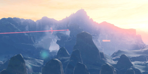 Dueling Peaks, from which you can see Hyrule Castle and the Divine Beasts.