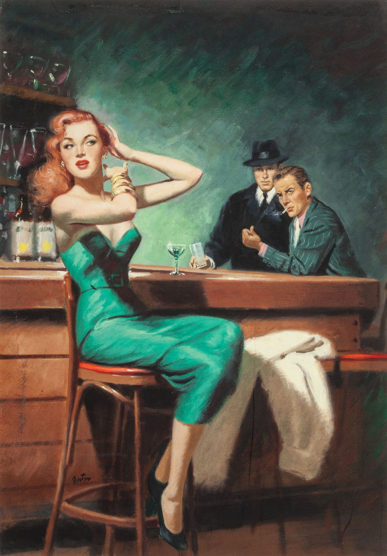 pinupgirlsart:  Harry Barton The Squeeze, paperback cover, 1955 