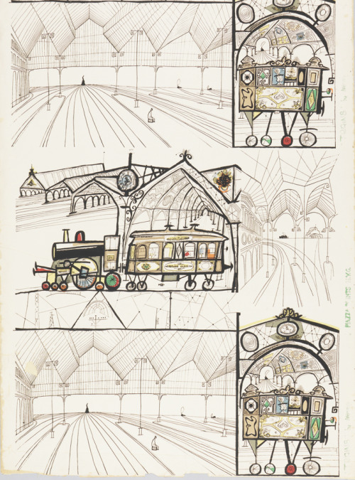 Saul Steinberg, Wallpaper Trains, 1950-51. Piazza Prints Inc. USA