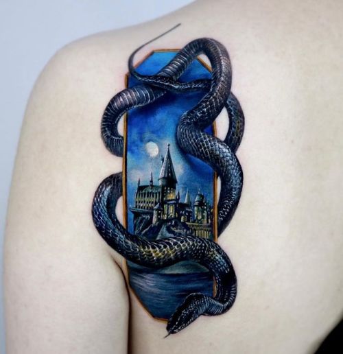 ig: ink.traveler back;cover up;Harry Potter;portrait;snake