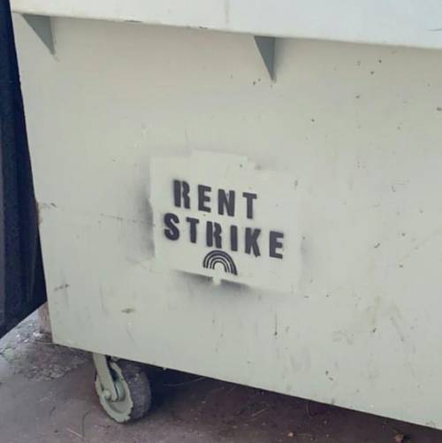 &ldquo;Rent Strike&rdquo; stencil seen in Sacramento, California