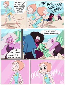 cosmosbadger:  steven’s chatting with the cluster and the gems are being heroic in their own way   ; u; &lt;3 &lt;3 &lt;3