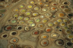 unrar:  Aerial view of multi-colored pits,