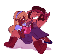 mudflaparts:  reading_yuri_on_ur_lap_in_a_heterosexual_way.png someone asked for more of the rupphire highschool au and i cant refuse 