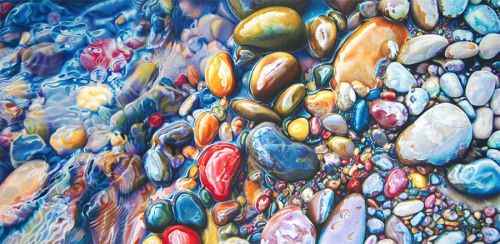 Not Your Average Drawing of a Rock: Colorful Riverbeds Drawn with Pencil by Ester Roi // Colossal Ju