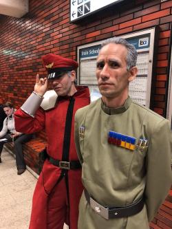 cosplay-galaxy:[Self] Just Tarkin (myself) and M. Bison taking transit to/from SFCC Saturday. madclarinet