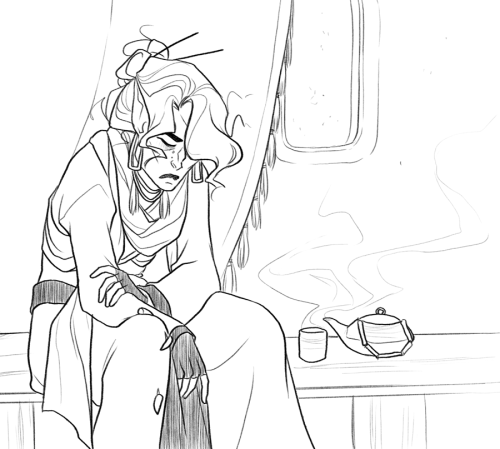 hyperionwitch-art: Had a bummer night, so I grabbed my grumpy child and gave HER  a bad night t