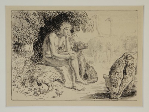 Joakim Skovgaard, Adam giver dyrene navne, 1902. Radering