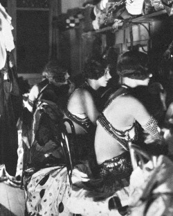 adelphe:  Backstage at the Moulin Rouge photographed by James Abbe, 1920s 