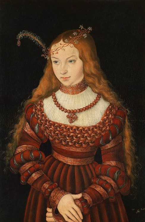 artfoli:Portrait of Princess Sibylle of Cleve, 1526, by Lucas Cranach the Elder  (1472-1553)
