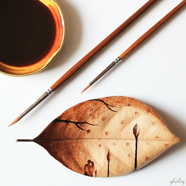 awesome-picz:    Coffee Leaf Paintings Created With Morning Coffee Leftovers by artist