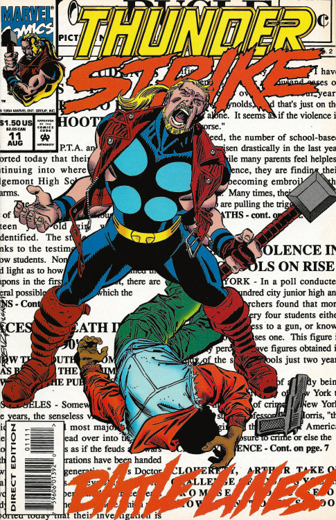 digsyiscomics:Thunderstrike #11, August 1994, written by Tom DeFalco and Ron Frenz, penciled by Keit