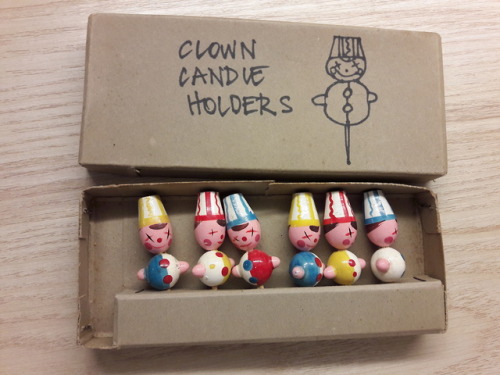 Cute clown candle holders. I remember them used on my brother’s clown cake for his 4th birthda