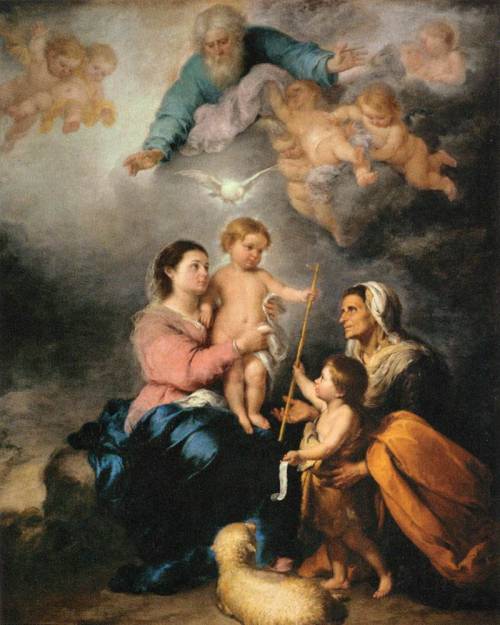 bartolome-esteban-murillo: The Holy Family (The Seville Virgin), 1670, Bartolome Esteban Murillohttp