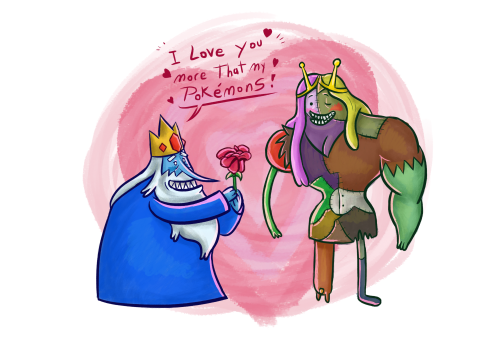 The Ice King and Princess Monster Wife.Based in a line from the LA Dub