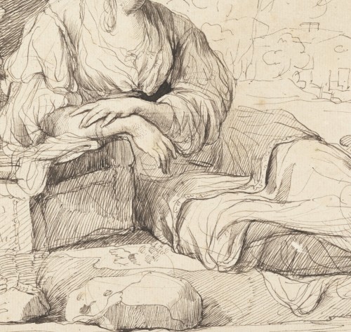 paintingses: Drawing of a Reclining Female Figure in an Italian Landscape (detail) by John Hamilton 
