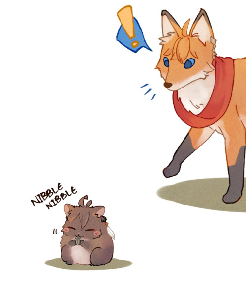hihkoo:No context fox!Childe and Mouse!Zhongli