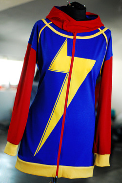thelittlestbat:  thelittlestbat: our hoodies - ms. marvel (kamala khan)  i’ve instantly fell in love with the new ms. marvel design and just couldn’t wait to work on a sweater inspired by her costume! ♥ i had two different ideas for the collar +