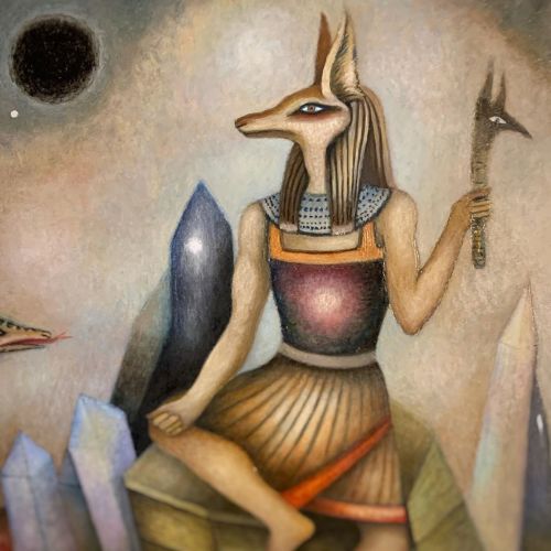 Detail of #painting #anubis + #typhon the #godsofegypt #ancientegypt egypt #oilpaintings #imaginaryl