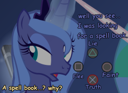 ask-luna-questions:  ….(why not both..? Lot of you wanted truth or faint. i actually was hoping to lie but meh. Also i think my theory is why she fainted is from magic overuse at one moment. she may be an alicorn but she hasn’t used much magic in
