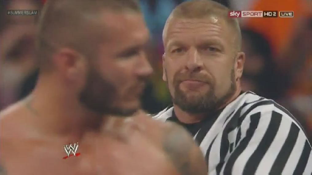 differentshadesoftripleh:  Triple H’s looking at Randy like “That’s my boy!”