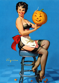 gravesandghouls:  31 Days of Halloween pin-ups 5/31 —&gt; Illustration by Gil Elvgren, 1962 