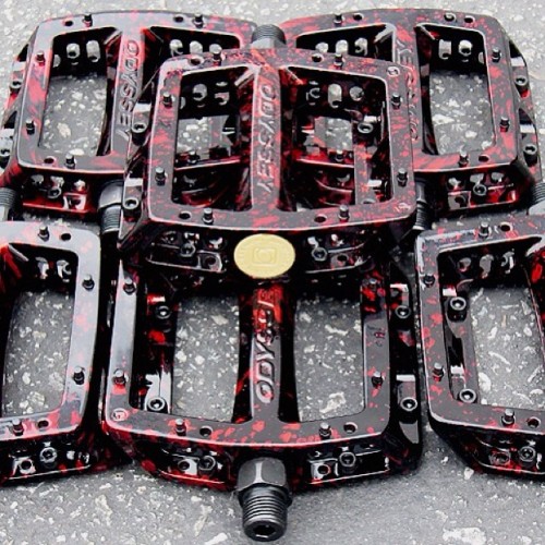 odysseybmx: THROWBACK THURSDAY: That time we made “blood” Trailmix pedals. Circa 2007.
