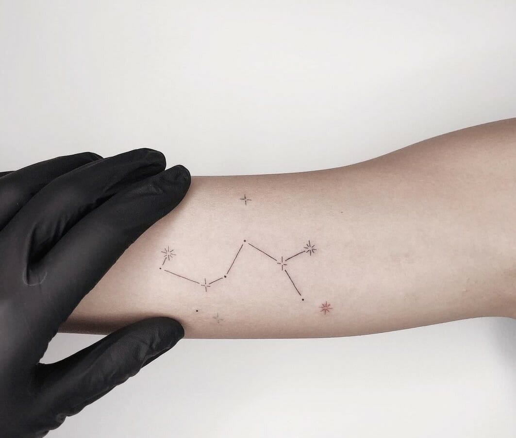 Little Tattoos — Illustrative Leo constellation tattoo on the left...
