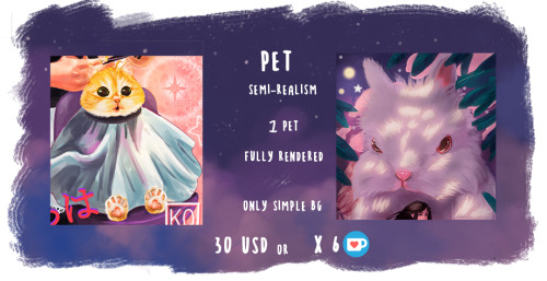  [shares are appreciated]☕ Ko-fi commission ☕✨Hi! I’m opening portrait and pet commission for 