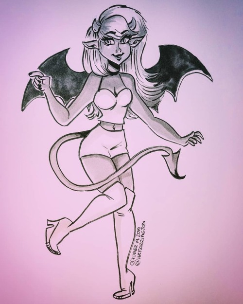 Day 19 - a go-go succubus! This is one of my favorites so far c: . . . . @inktober #inktober #inktob