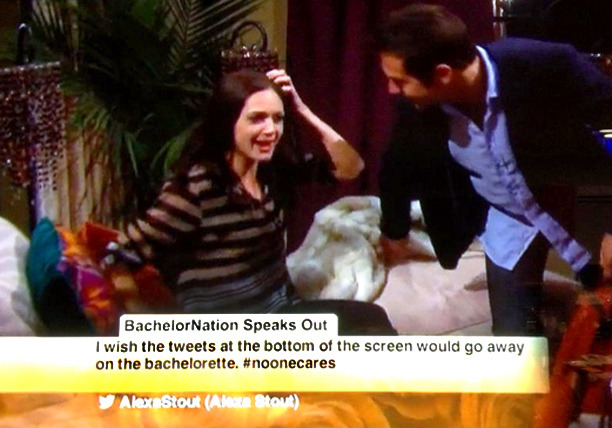Yeah, someone at ABC actually let this tweet air during The Bachelorette last night.