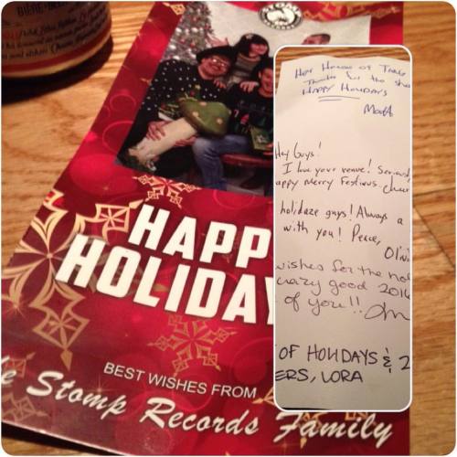 Our first #xmas card has arrived - thanks @stomprecords - awesome!!! Join us today for the COOL KIDS